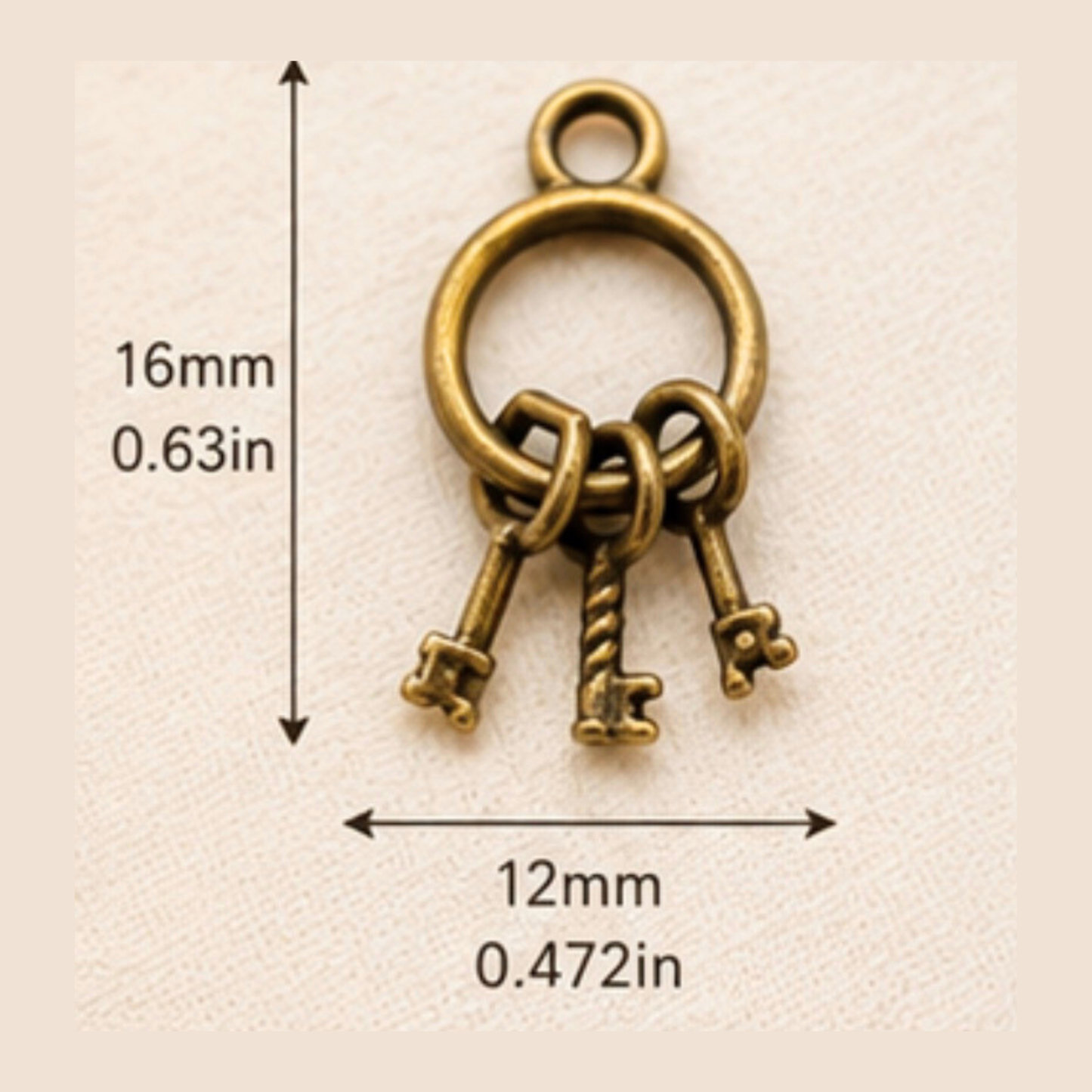 Miniature Antique-Brass Finish Key Ring Charms – Set of 2