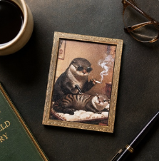 Otter Tattoo Parlor Fridge Magnet | Mini Framed Art