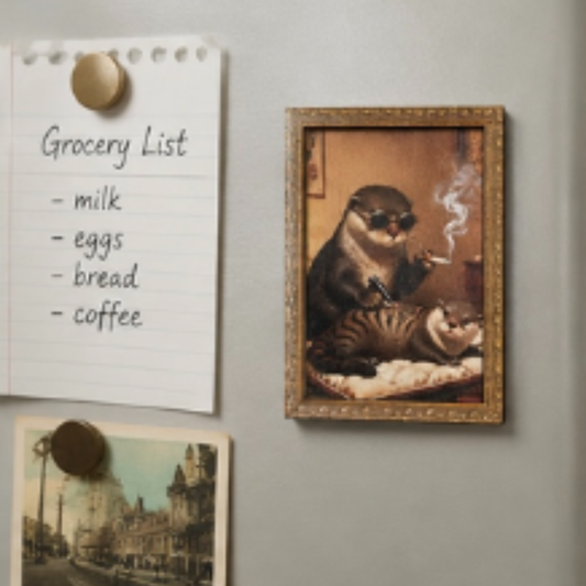 Otter Tattoo Parlor Fridge Magnet | Mini Framed Art