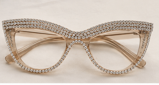 Champagne Rhinestone Cat-Eye Glasses